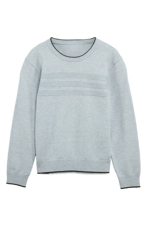 Kids' Moto Ribbing Detail Crewneck Sweater (Big Kid)