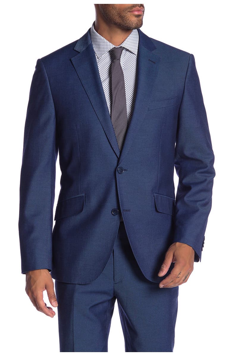 SAVILE ROW CO Mayfair Blue Two Button Notch Lapel Modern Fit Gab Suit Separate Jacket, Main, color, 