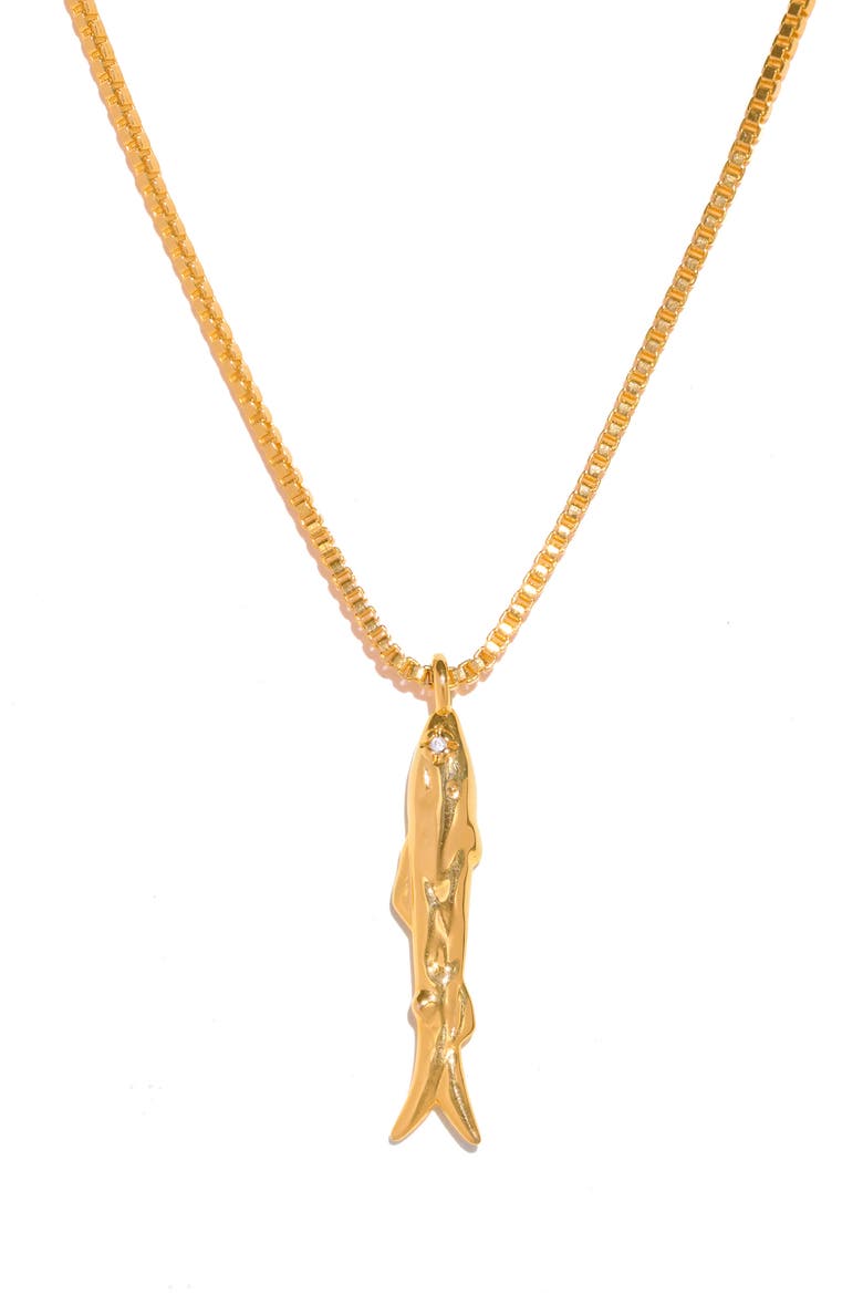 Fish Pendant Necklace, Main, color, GOLD