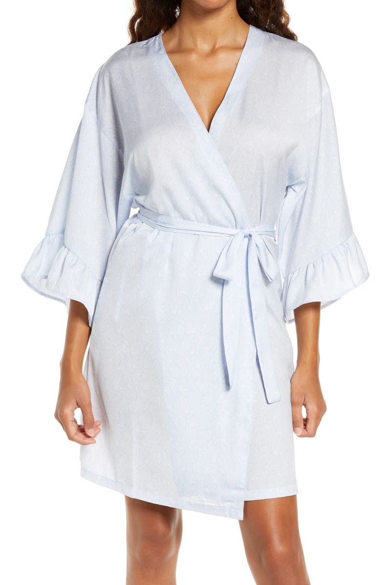Nordstrom Ruffle Trim Satin Robe, Main, color, 