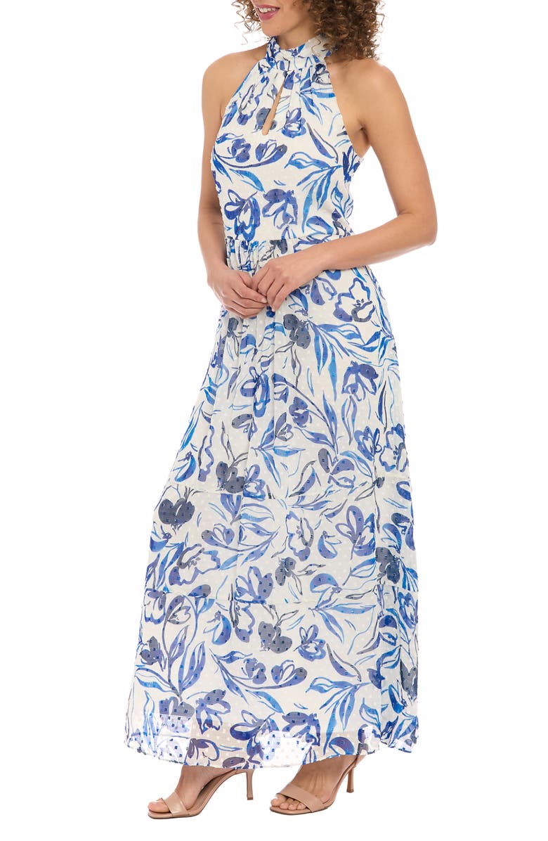 London Times Clip Dot Maxi Dress, Alternate, color,