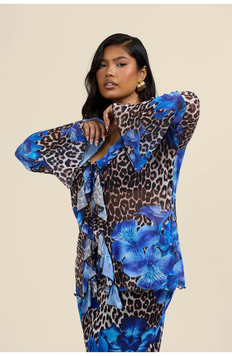FASHION-SZN CURVE Leopard Print Floral Maxi Dress, Alternate, color, 