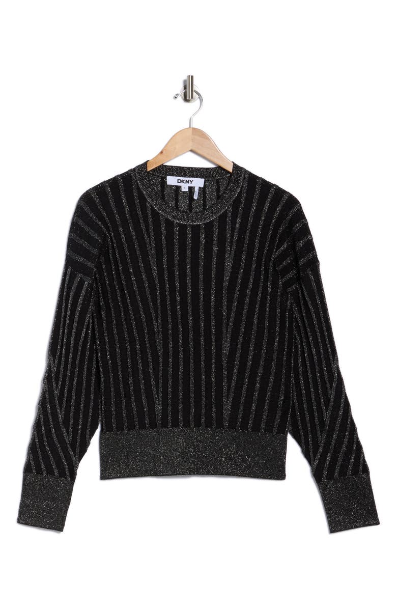 DKNY Transfer Stitch Sweater, Alternate, color, Black
