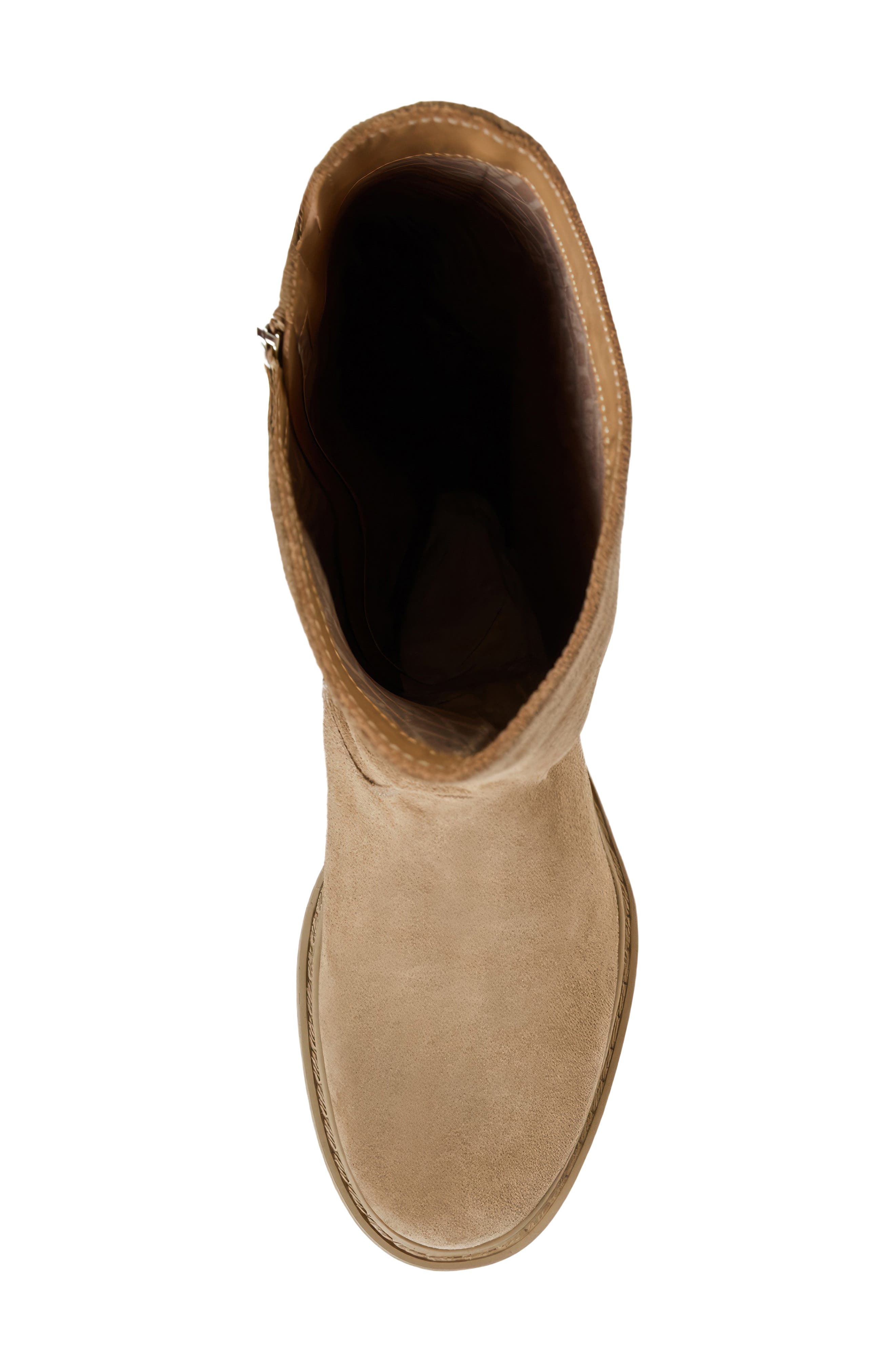 Delilah Knee High Leather Boot, Alternate, color, CHAMPAGNE SUEDE