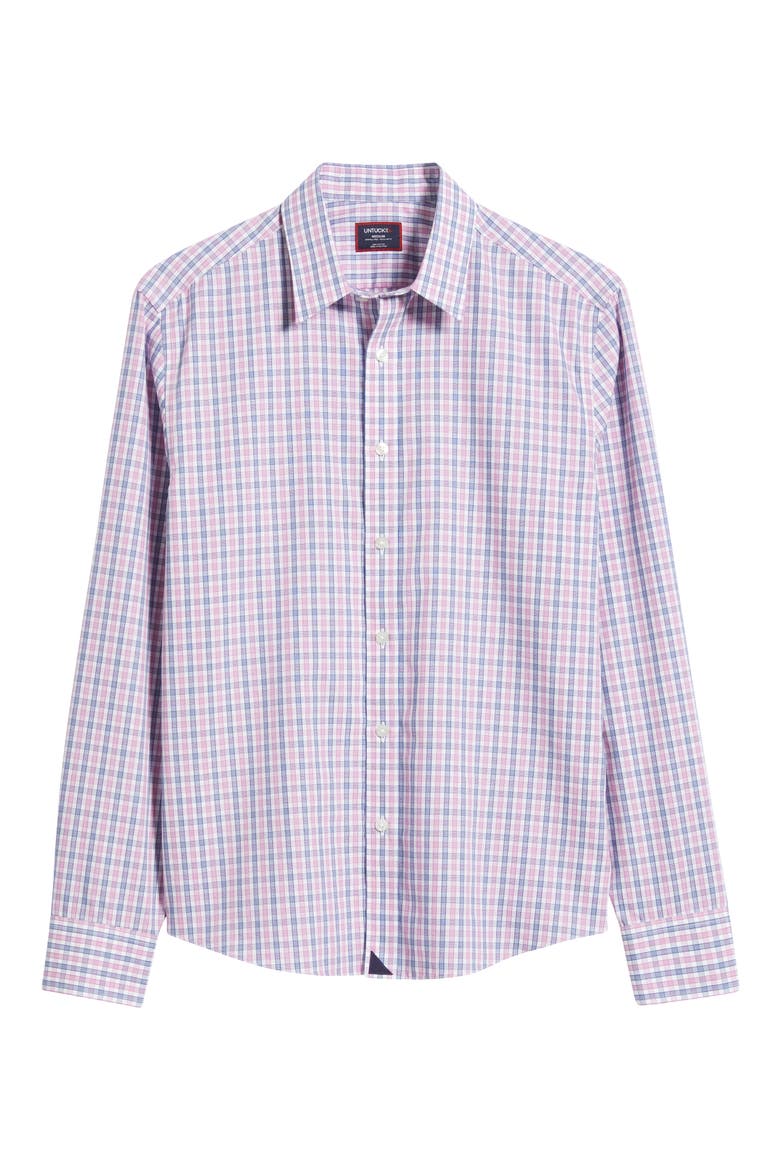 Dolcetto Plaid Wrinkle Free Cotton Button-Up Shirt, Alternate, color, PINK