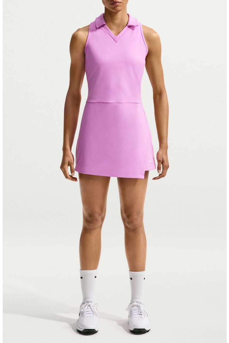 Golf Club Dri-FIT Sleeveless Dress, Main, color, LIGHT MAGENTA/ WHITE