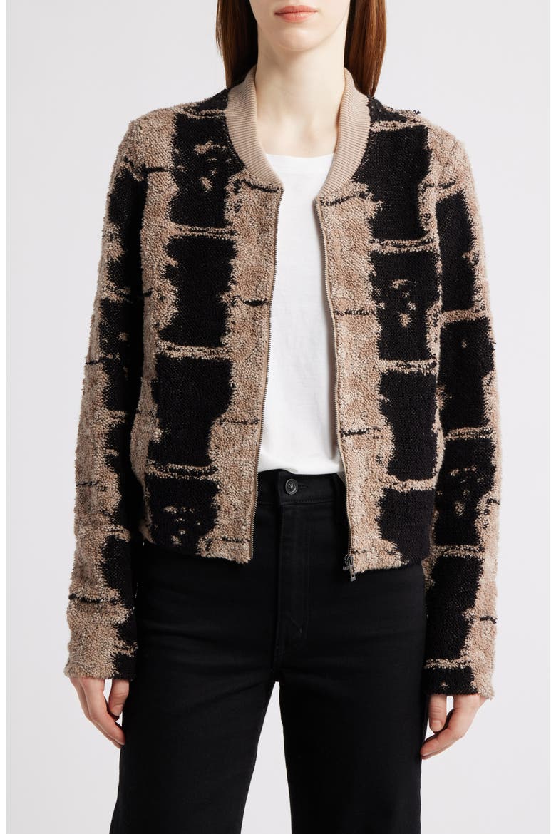 Textured Knit Bomber Jacket, Main, color, NEUTRAL MULTI