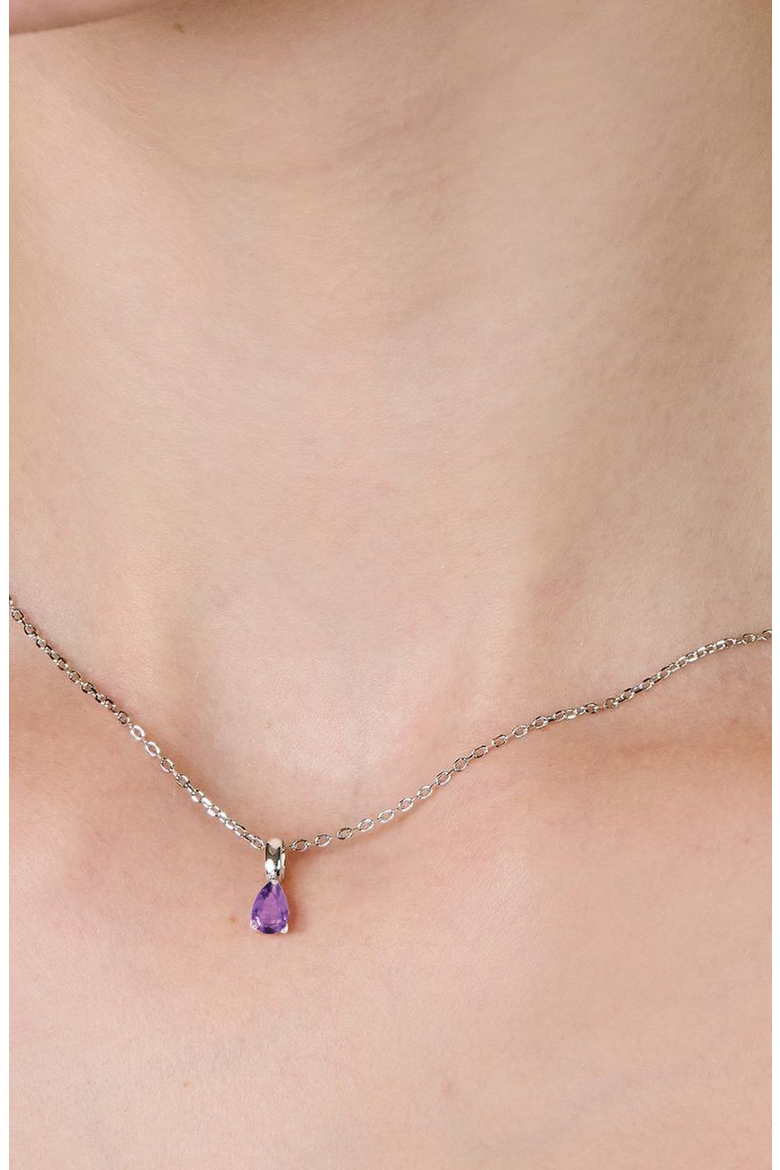 Birthstone Teardrop Necklace, Alternate, color, Amethyst