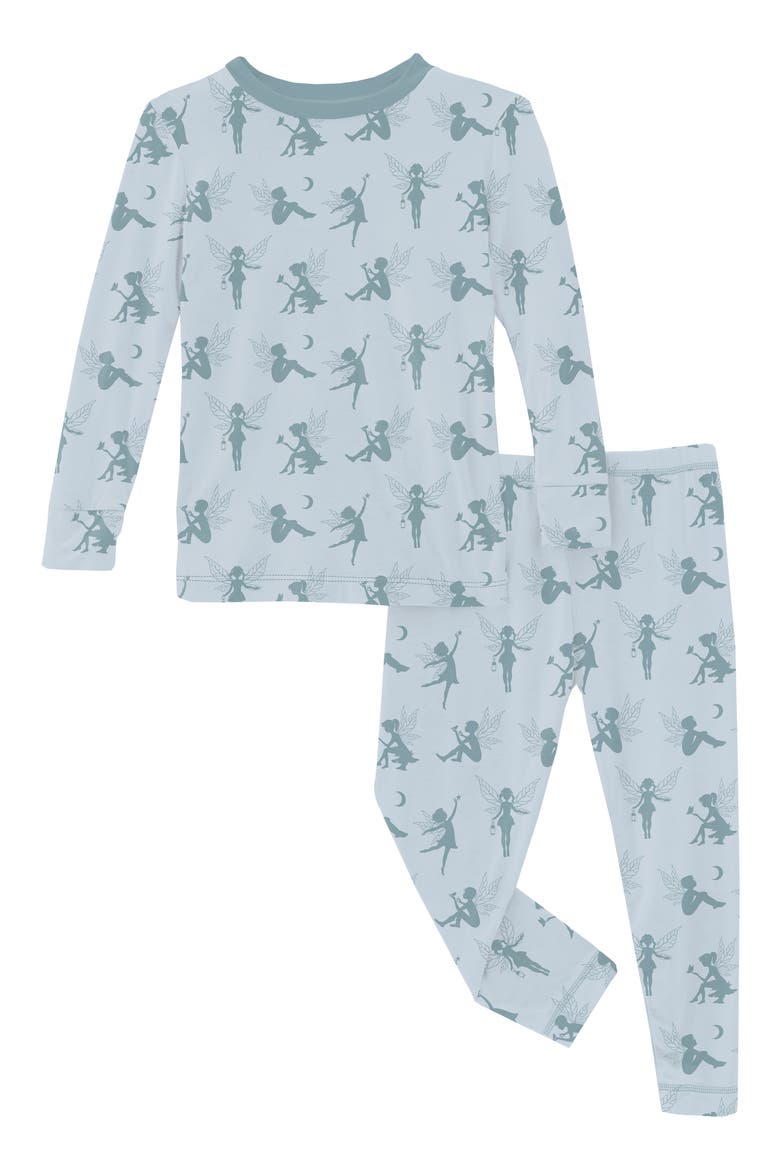 Kids' Fairy Print Fitted Two-Piece Pajamas, Main, color, BLUE FOREST FAIRIES