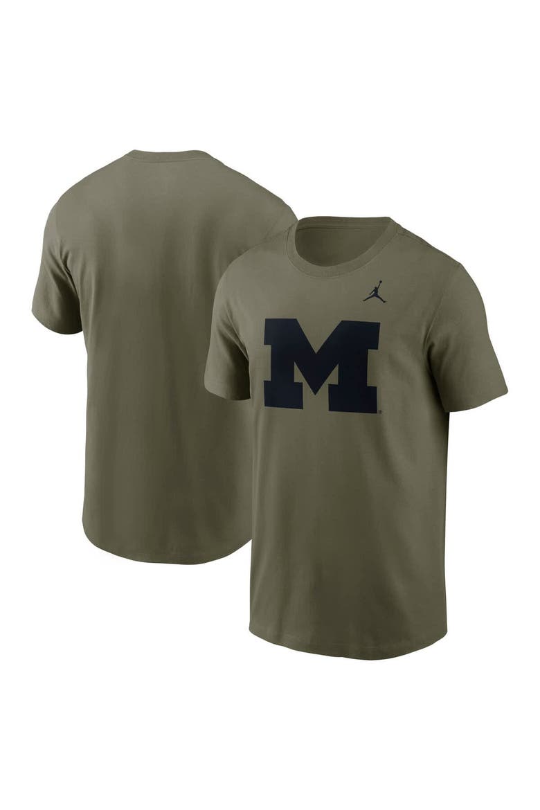 Men's Jordan Brand Olive Michigan Wolverines 2024 Military Appreciation Tonal Logo Performance T-Shirt, Main, color, Olive