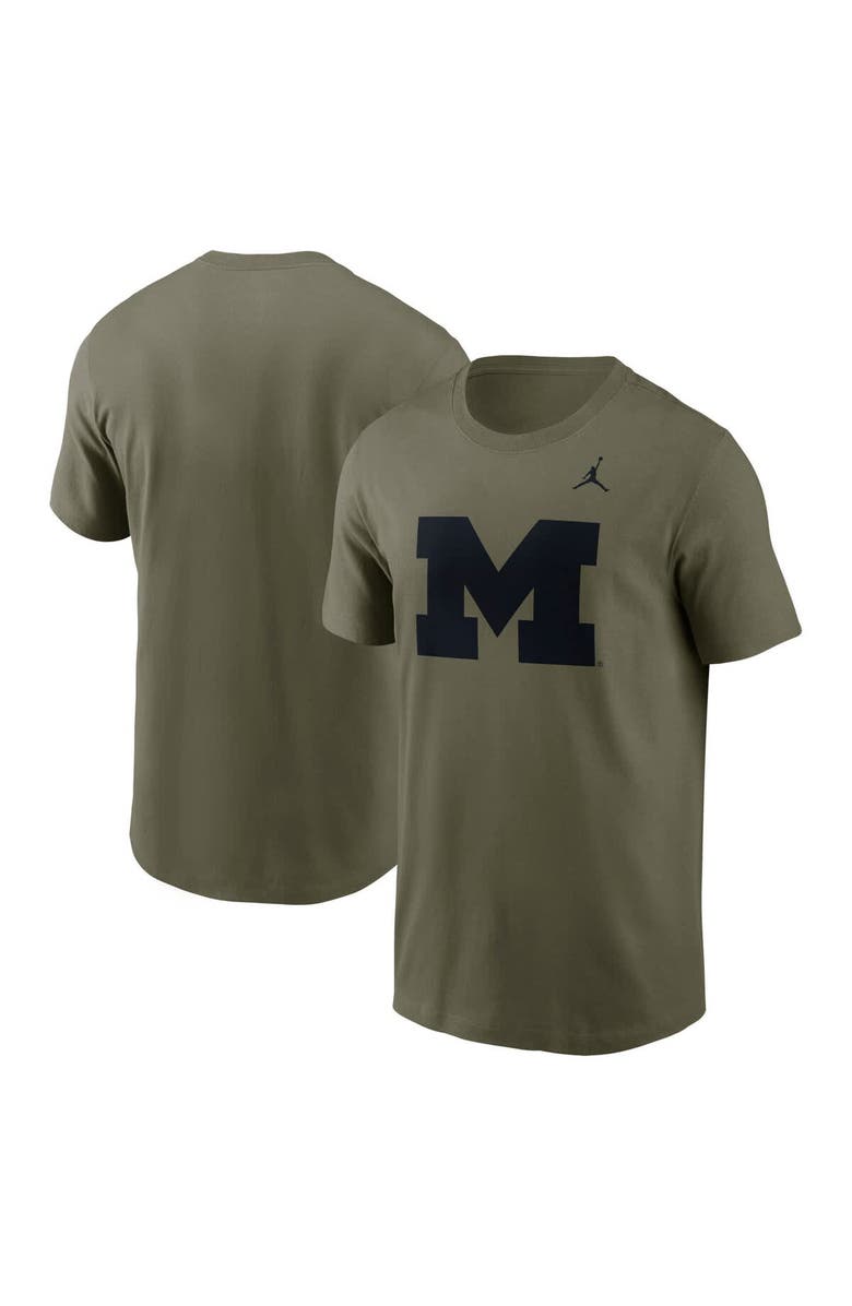 Jordan Brand Men's Jordan Brand Olive Michigan Wolverines 2024 Military Appreciation Tonal Logo Performance T-Shirt, Main, color, Olive