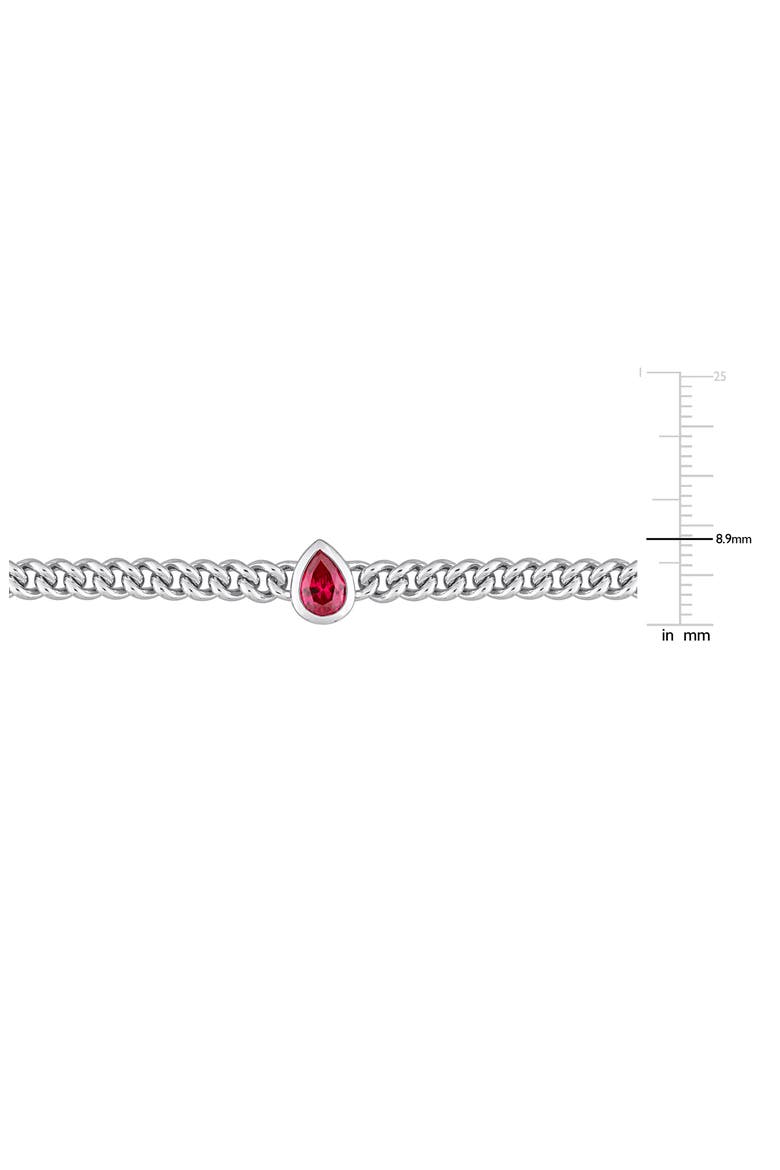 Sterling Silver & Lab-Grown Ruby Curb Link Bracelet, Alternate, color, RED