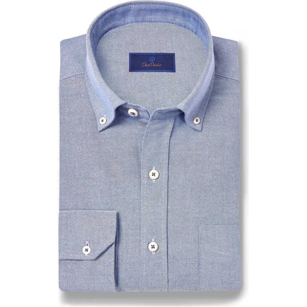 David Donahue Washed Oxford Button-up Shirt In Blue