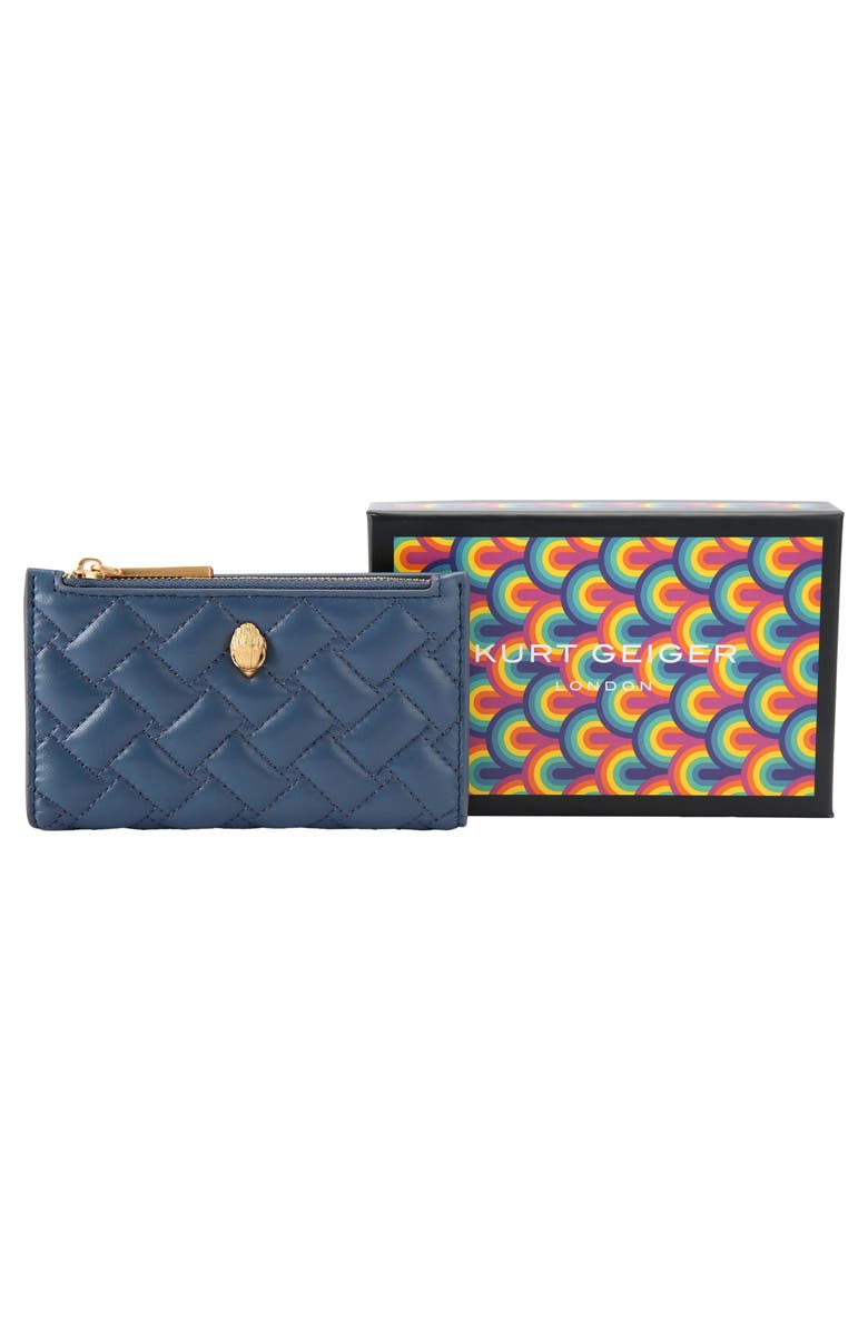 Kurt Geiger London Kensington Quilted Leather Bifold Wallet, Alternate, color, Open Blue