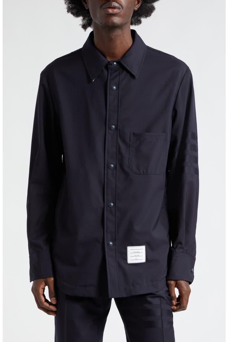 Four-Bar Slim Fit Wool Shirt, Main, color, DARK BLUE