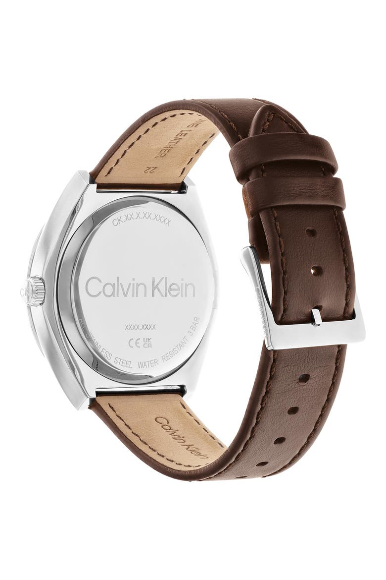 Progressive Leather Strap Watch, 44mm, Alternate, color, BLUE