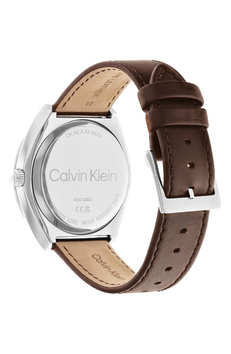 Calvin Klein Progressive Leather Strap Watch, 44mm, Alternate, color, 