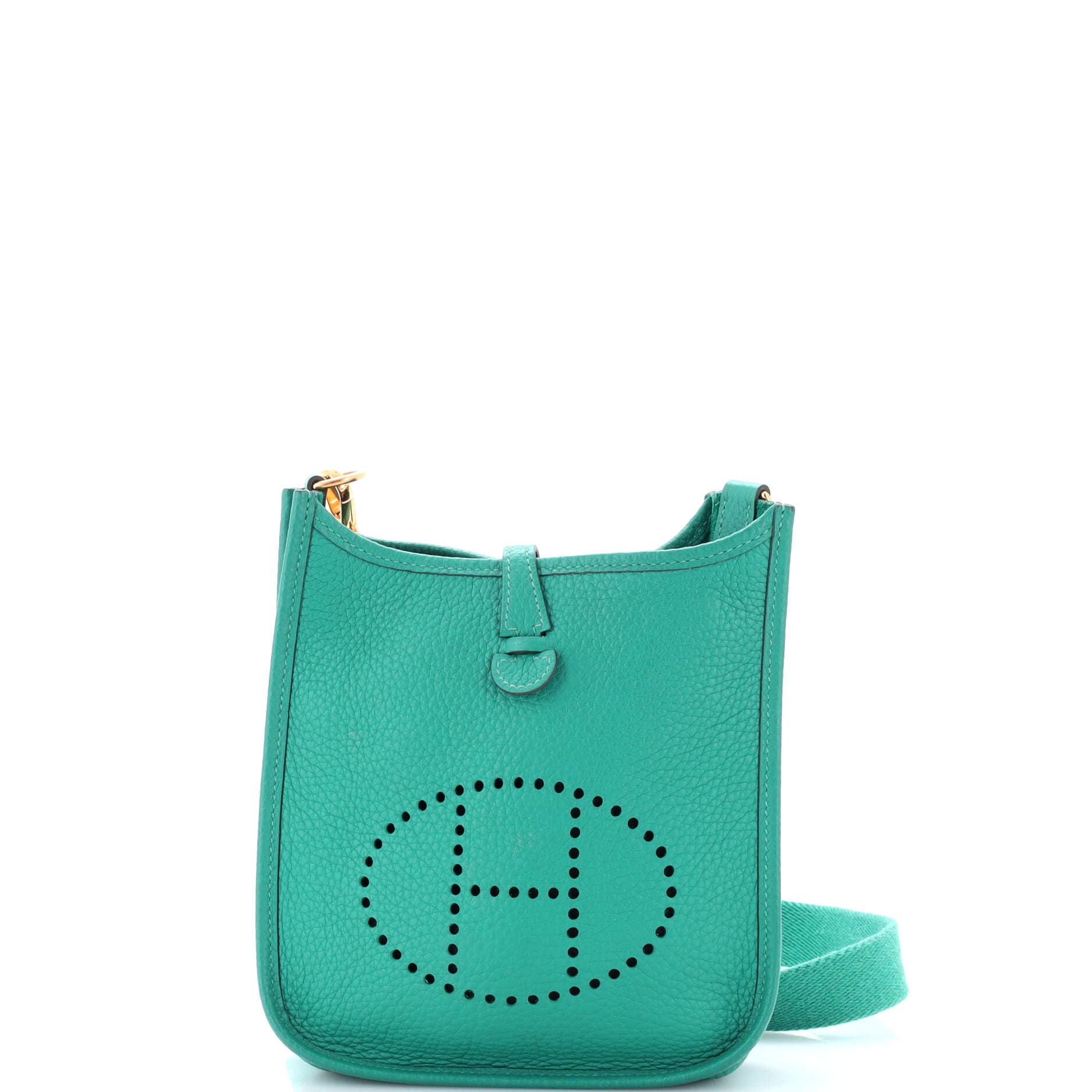 Pre-Owned Hermes Evelyne Bag Gen III Clemence TPM, Main, color, Vert Verone