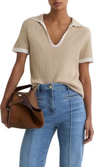 Reiss Ottilie Split Neck Knit Top