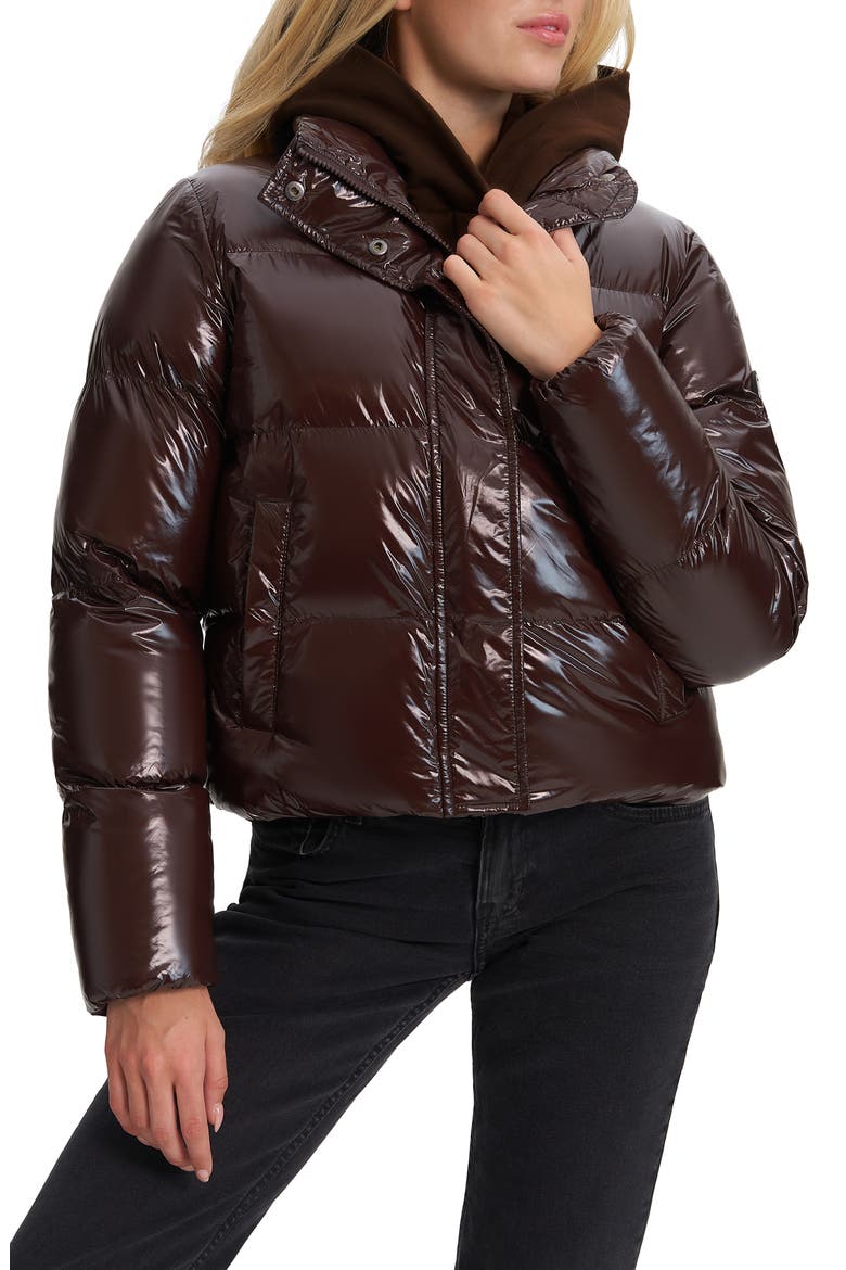 Coco Crop Water Resistant Puffer Jacket, Main, color, ESPRESSO