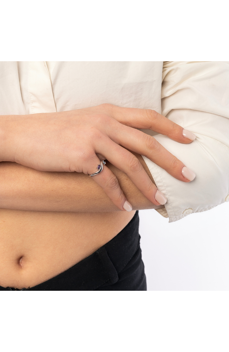 Spero London Bended Sterling Silver Double Gemstone Ring, Alternate, color, Gold