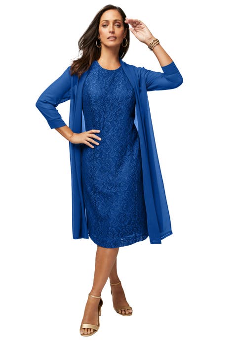 2-Piece Lace Jacket Dress (Plus)