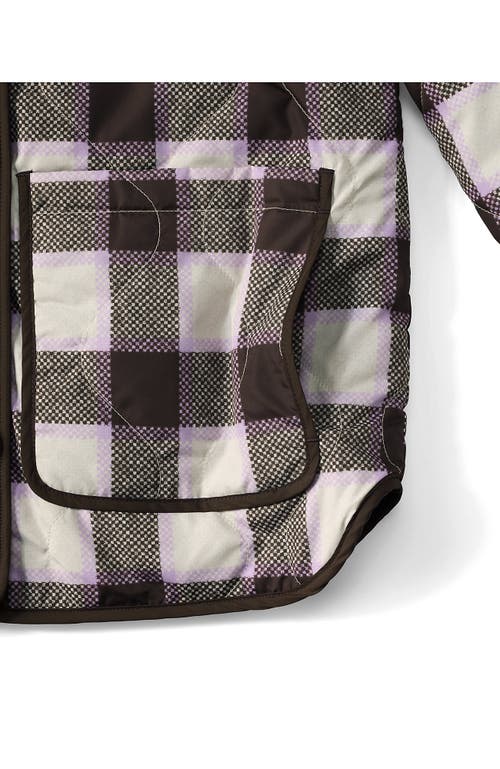 Lands' End Plus Size High Pile Fleece Reversible Mixed Media Long Jacket In Multi