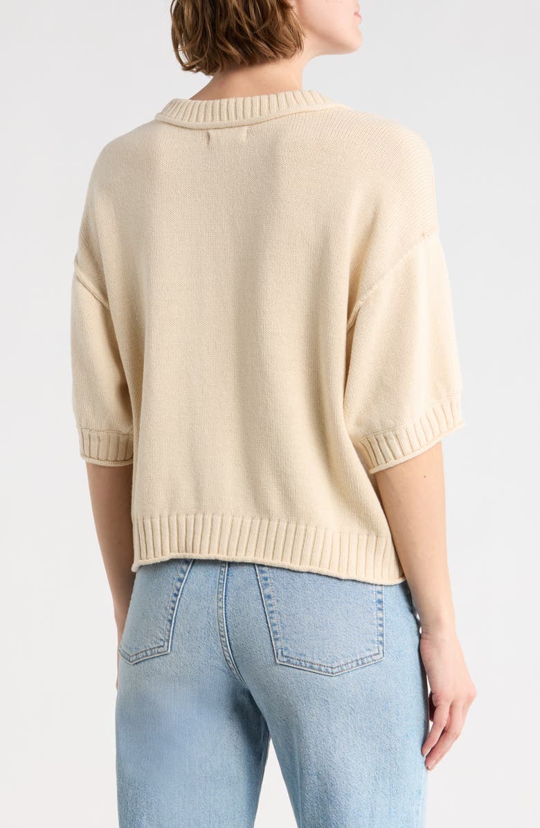 Blu Pepper Short Sleeve Button Front Cardigan, Alternate, color, Natural