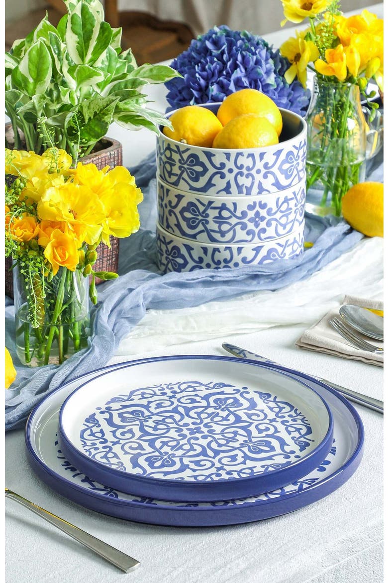 Tropea Stoneware 12-Piece Dinnerware Set, Alternate, color, Blue