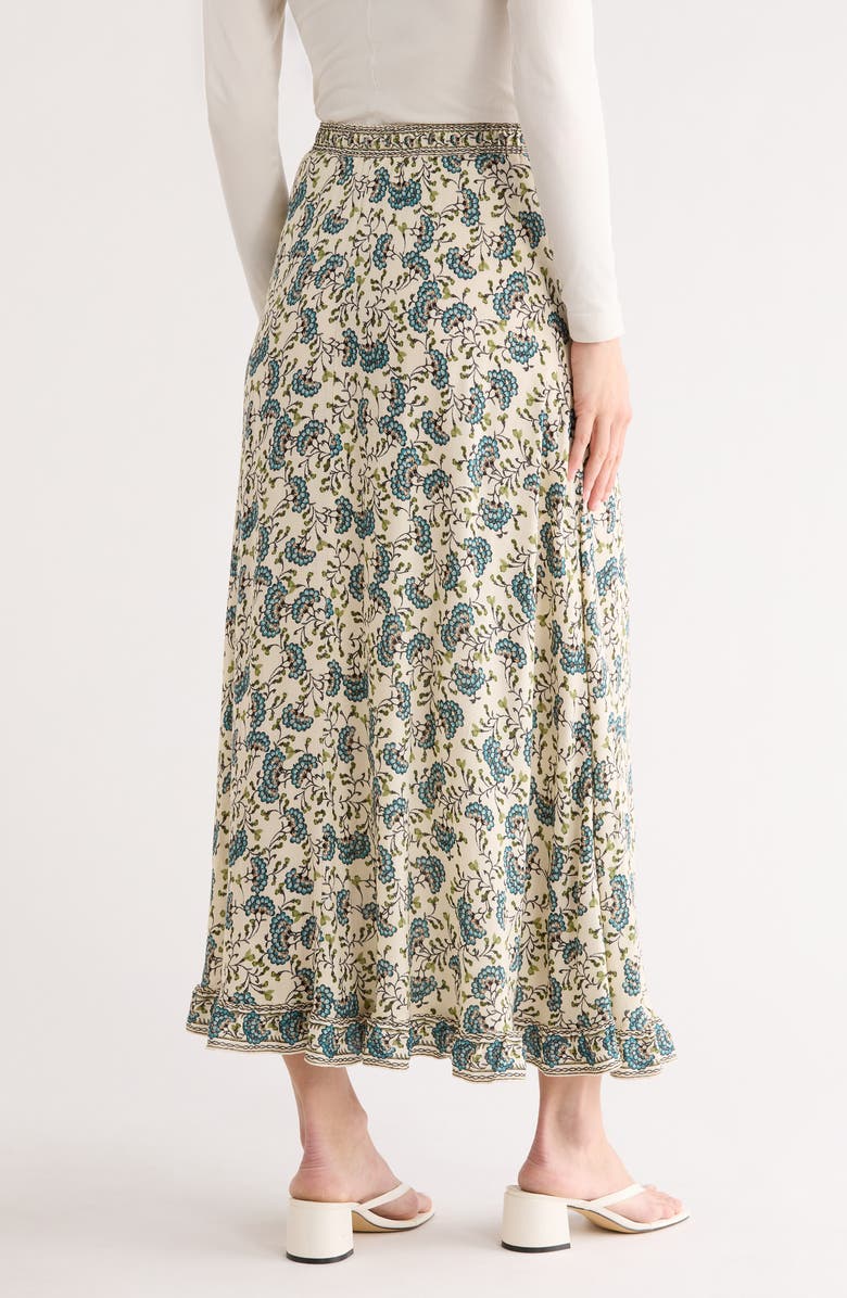 MAX STUDIO Floral Pull-On Maxi Skirt, Alternate, color, Cream/ Teal/ Sand