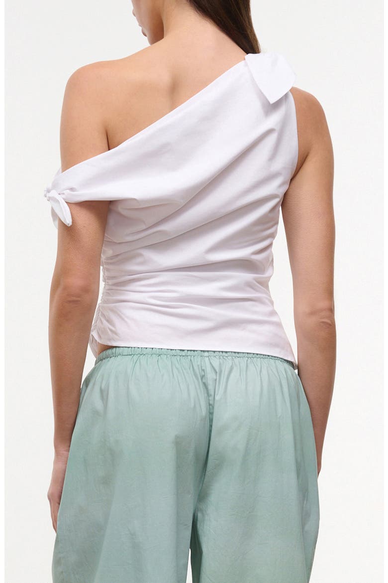 Bellaria One Shoulder Stretch Cotton Top, Alternate, color, WHITE