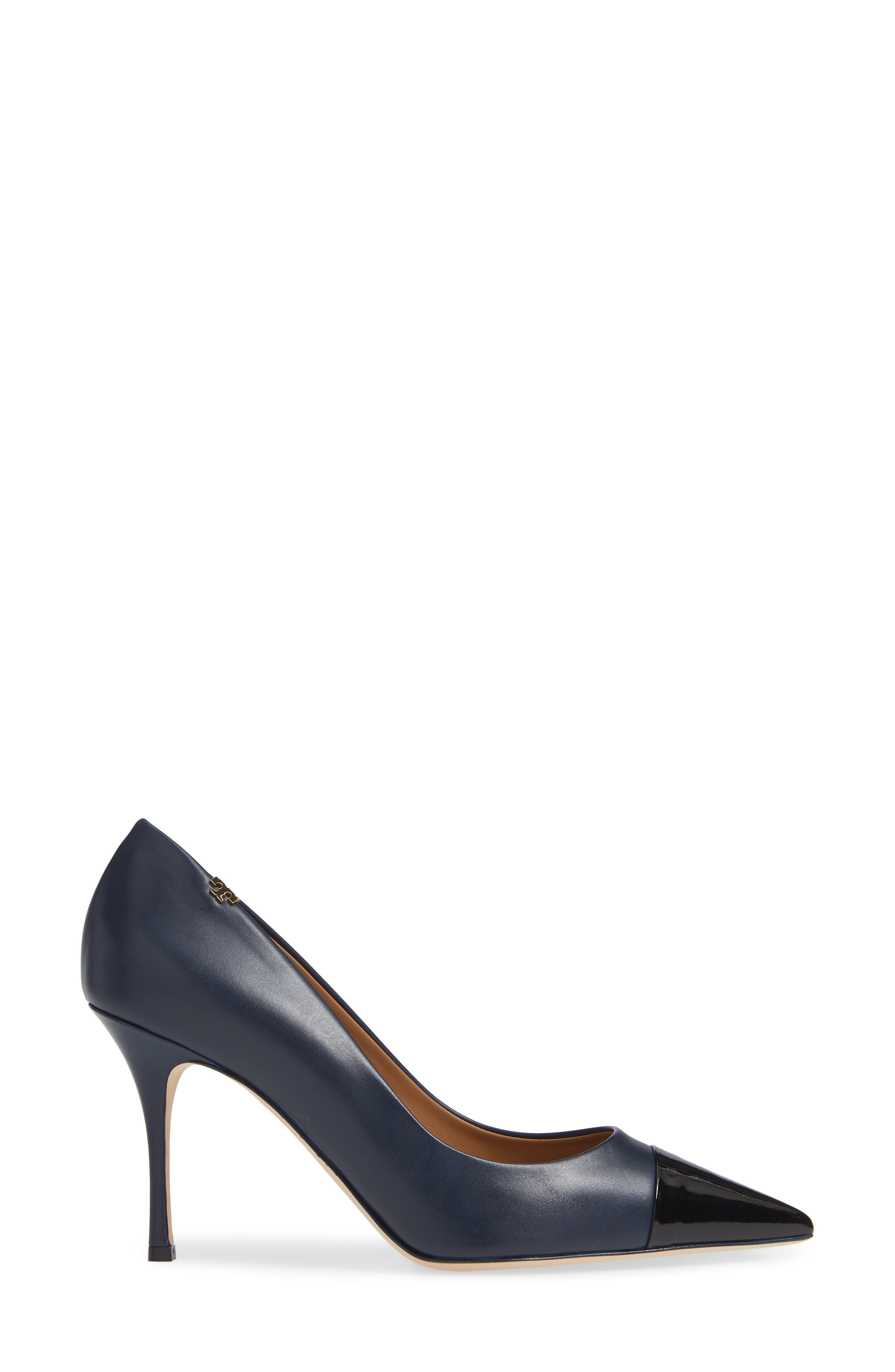 Penelope Cap Toe Pump, Alternate, color, PERFECT NAVY/ BLACK