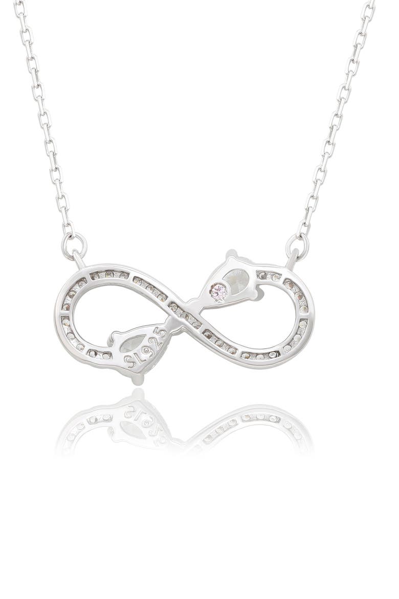 White Cubic Zirconia Infinity Pendant Necklace, Alternate, color, WHITE