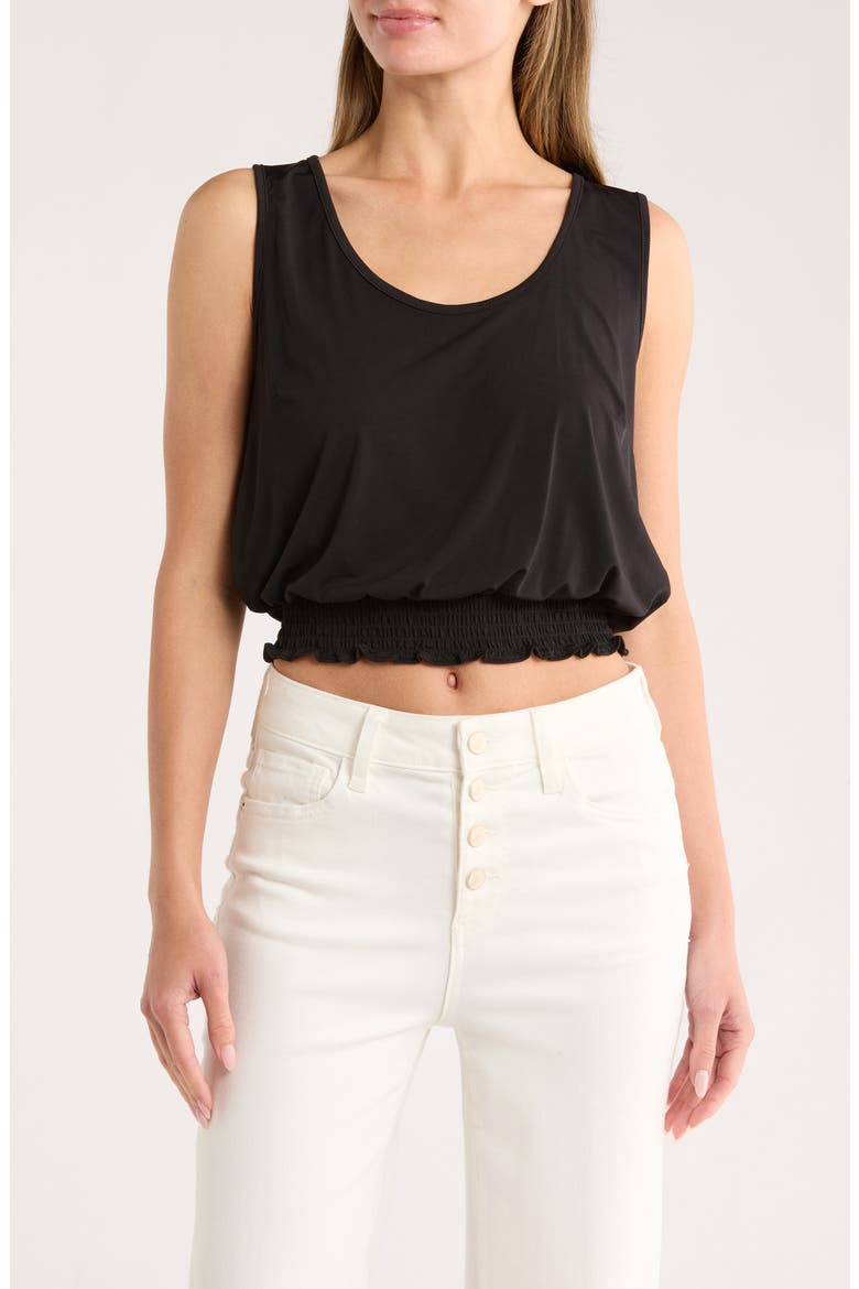 Smocked Tank, Main, color, BLACK