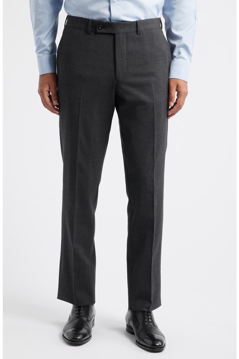 Patrick Flat Front Stretch Wool Dress Pants, Main, color, CHARCOAL