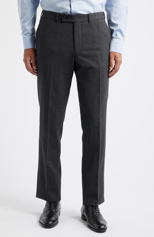 Jack Victor Patrick Flat Front Stretch Wool Dress Pants in Charcoal 