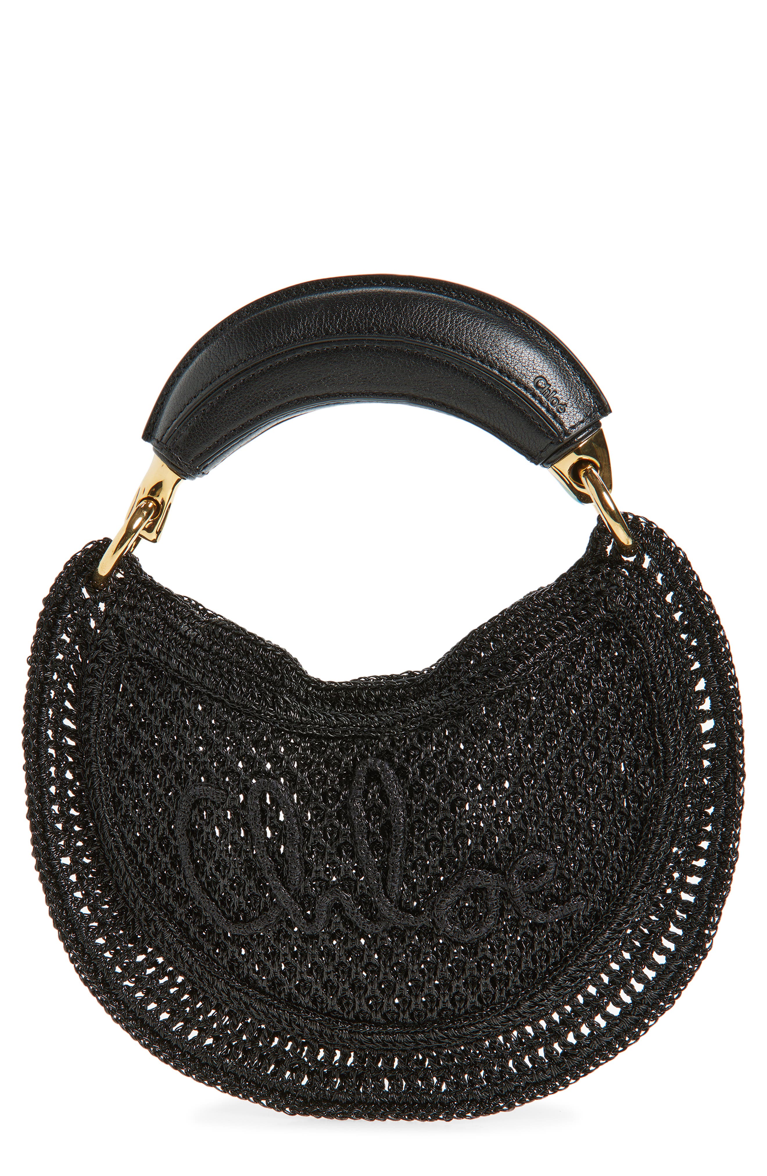 Chloé Summer Banana Raffia Hobo Bag, Main, color, Black