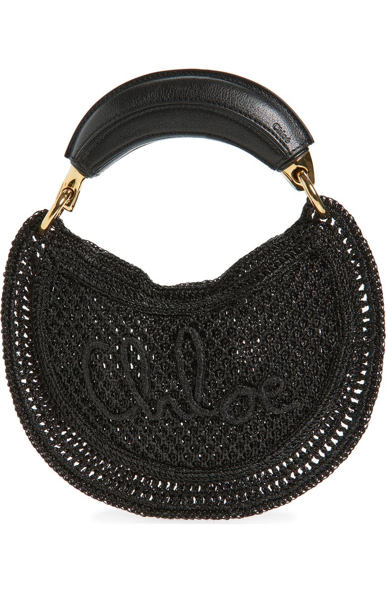 Chloé Summer Banana Raffia Hobo Bag, Main, color, Black