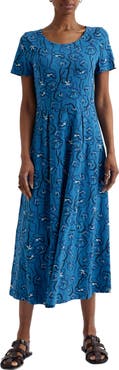 Seasalt Cornwall Veronica Floral Stretch Organic Cotton Midi Dress