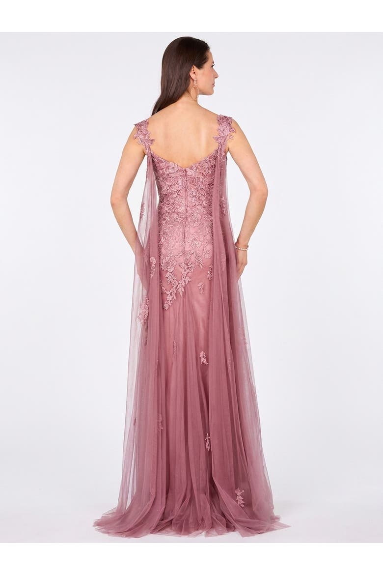 Off Shoulder Mermaid Beaded Gown with Feathers, Alternate, color, Mink