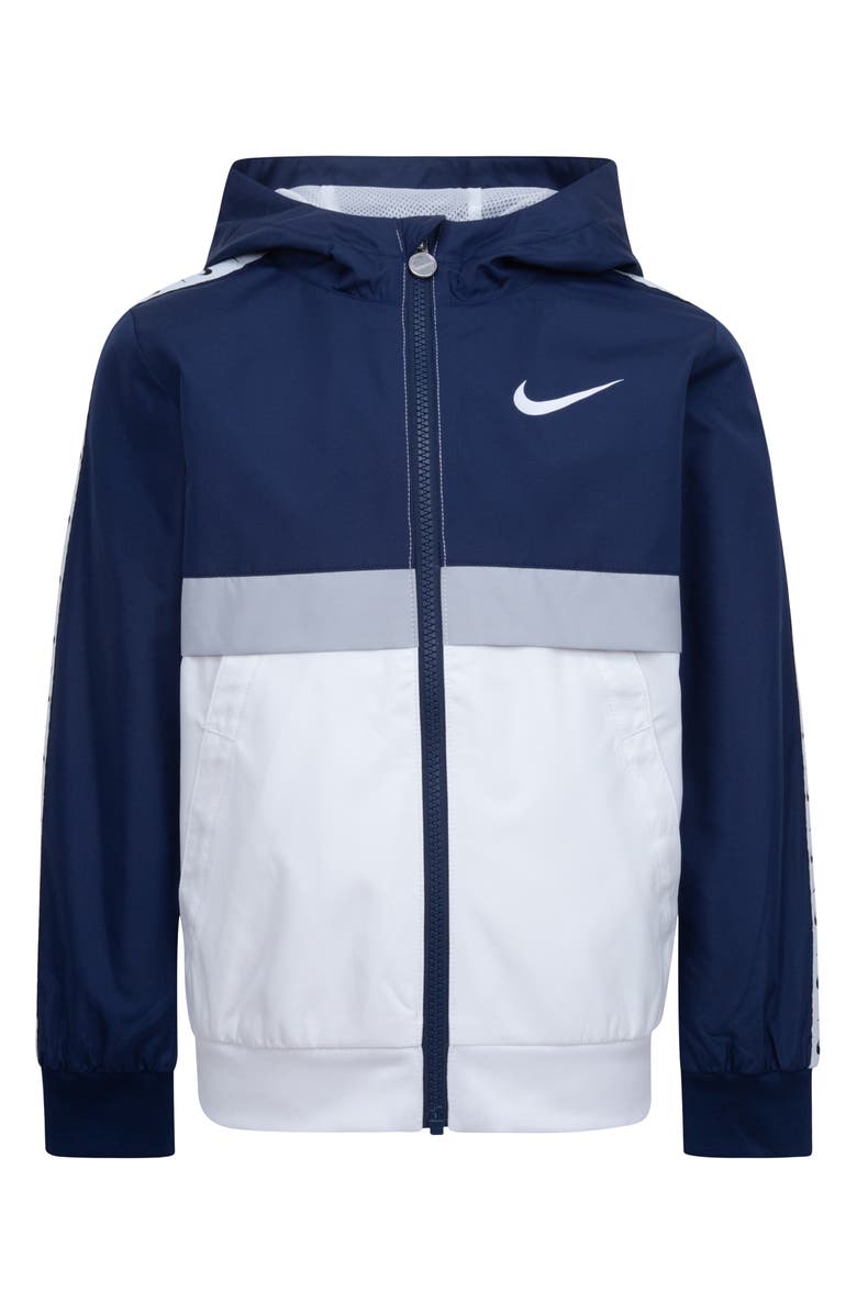 Nike Kids' Hooded Ripstop Windbreaker, Main, color, Midnight Navy