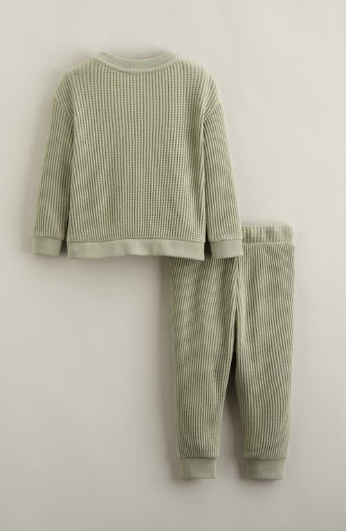 Nordstrom Kanga Waffle Crewneck Sweatshirt & Joggers Set In Green