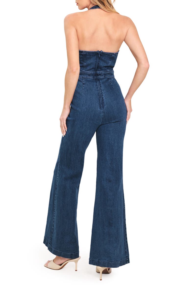 Denim Halter Jumpsuit, Alternate, color, MEDIUM INDIGO