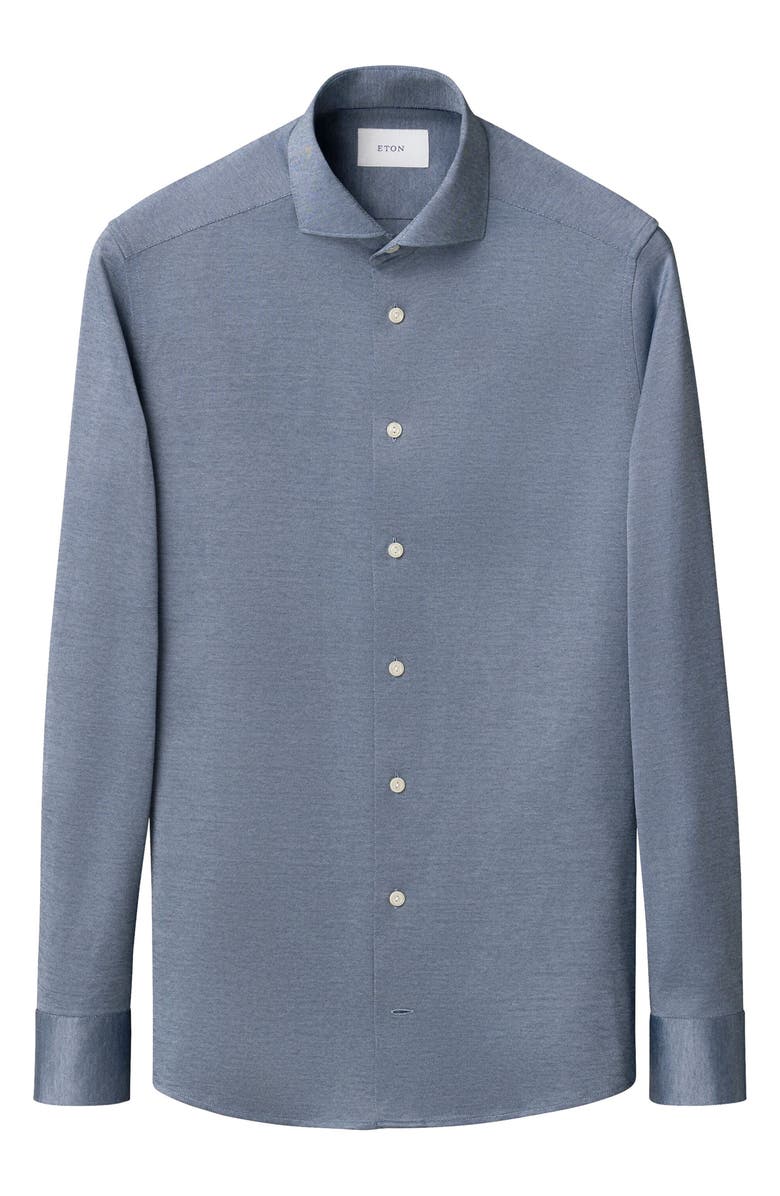 Eton Contemporary Fit Filo Di Scozia Knit Shirt, Alternate, color, Dark Blue