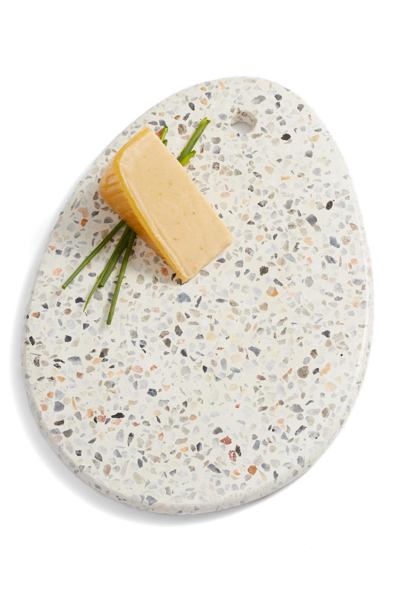 Oval Terrazzo Marble Serving Board, Main, color, WHITE