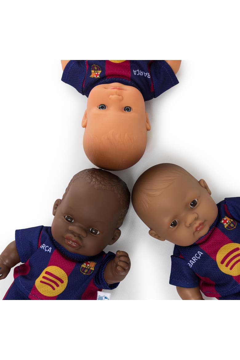 8 1/4 inch Baby Boy Doll with Barcelona Soccer Jersey, Alternate, color, Dark Skin