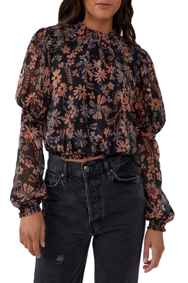 Clarissa Juliet Sleeve Blouse, Main, color, MIDNIGHT COMBO
