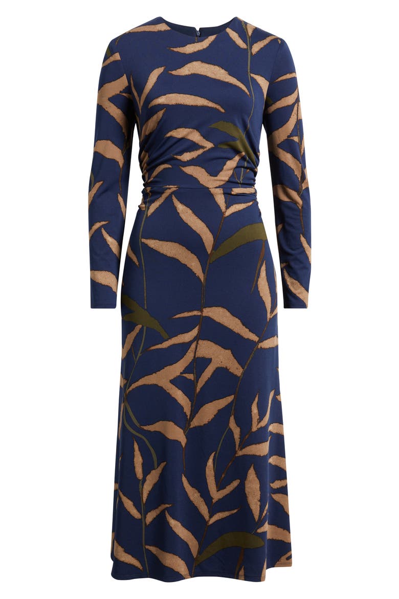 Abstract Print Long Sleeve Midi Dress, Alternate, color, NAVY MULTI