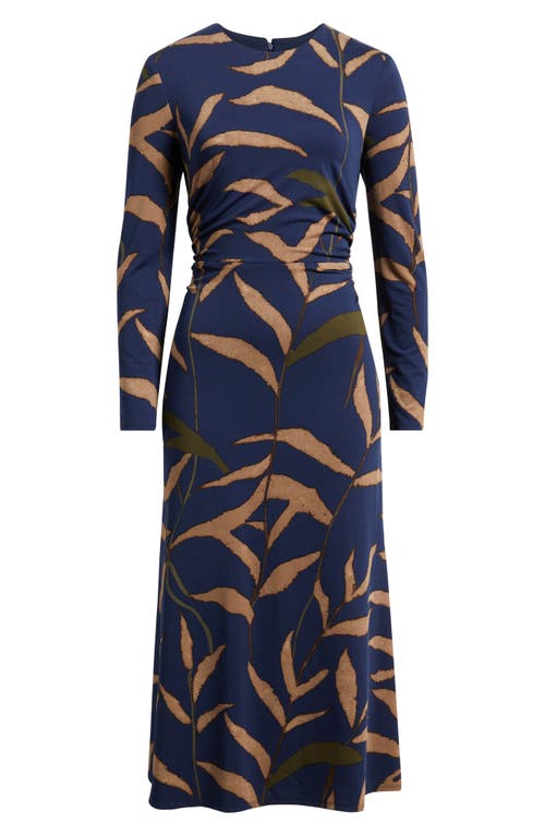 Julia Jordan Abstract Print Long Sleeve Midi Dress In Blue