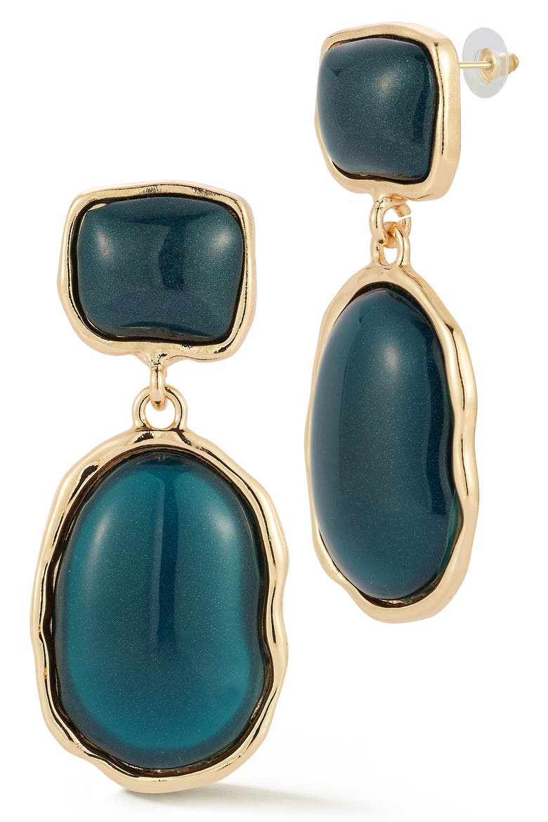 Faux Stone Drop Earrings, Main, color, GOLD/BLUE